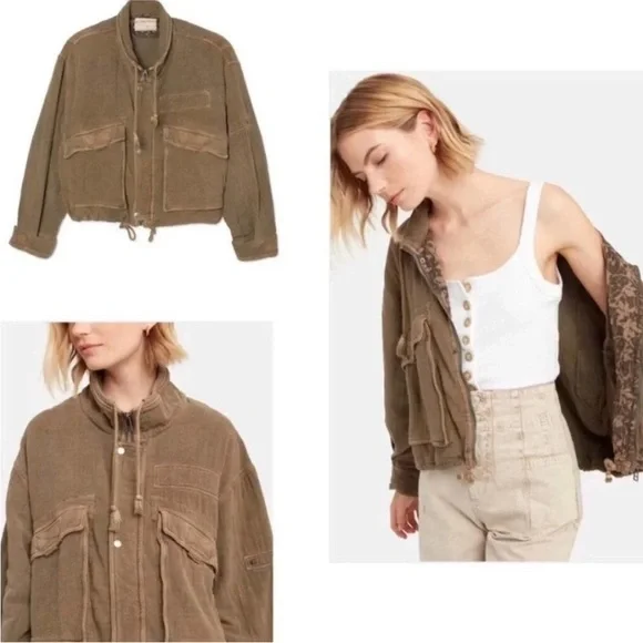 Free People Eyes on You Surplus Jacket XL Olive Green - Picture 8 of 8